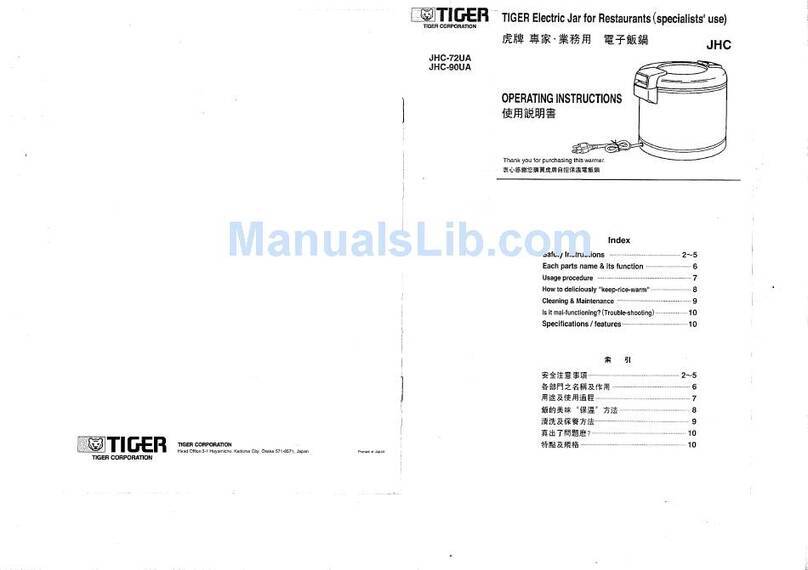 Tiger JHC-72UA manual Tiger JHC-72UA manual