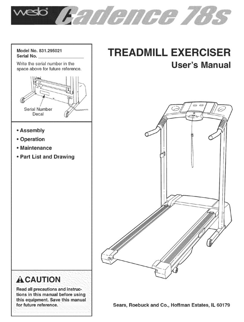 Weslo Cadence 78s Treadmill user manual