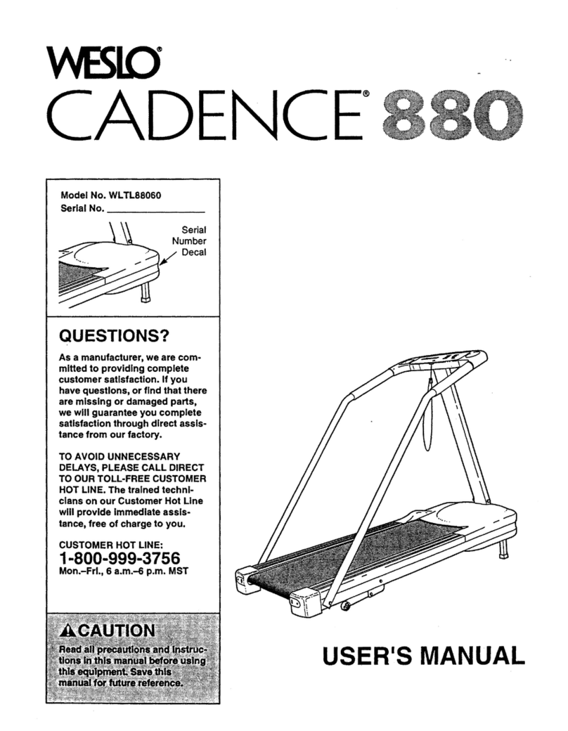 Weslo CADENCE 880 user manual