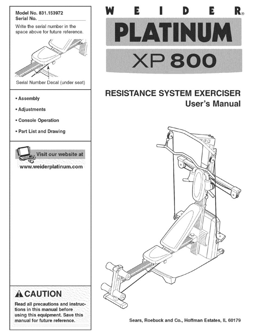 Weider Platinum Xp 800 User manual Weider Platinum Xp 800 User manual