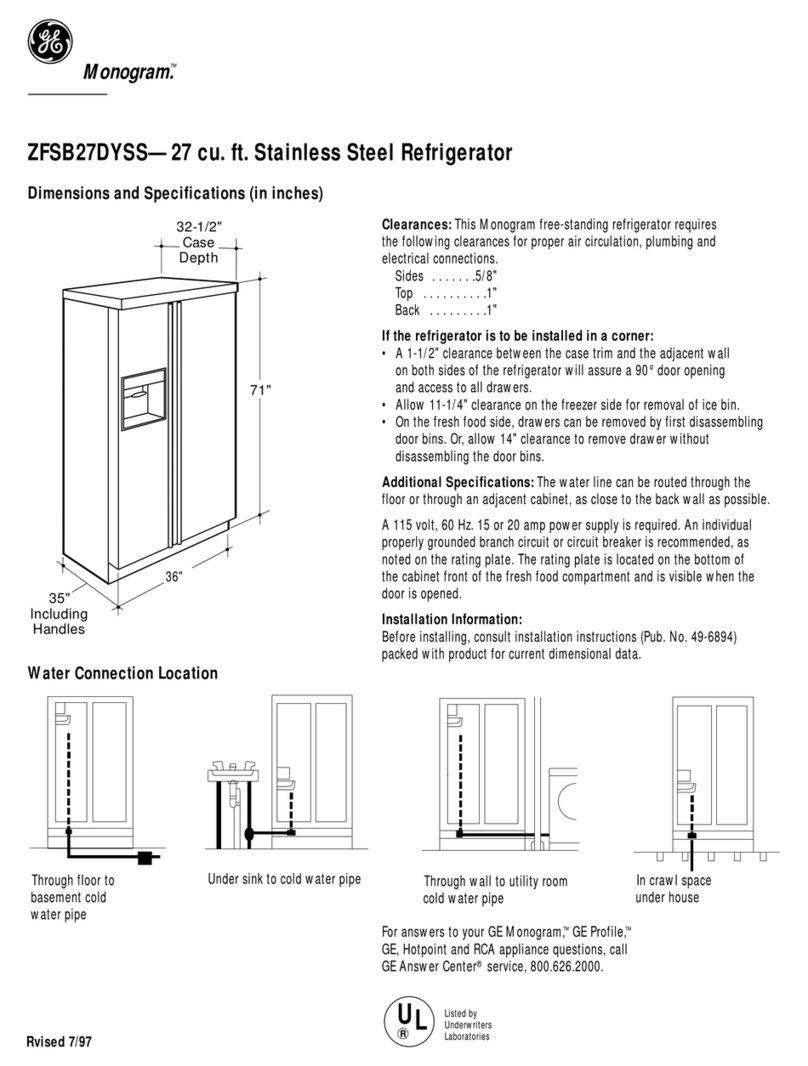 GE Monogram ZFSB27DYSS User instructions