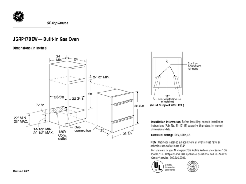 GE JGRP17BEW Dimensions