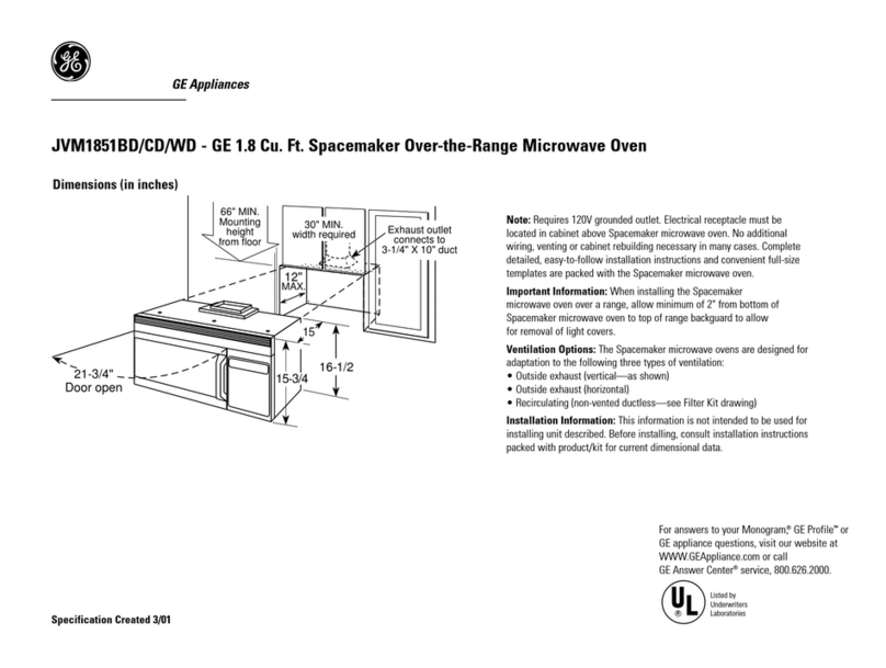 GE Spacemaker JVM1851BD User guide
