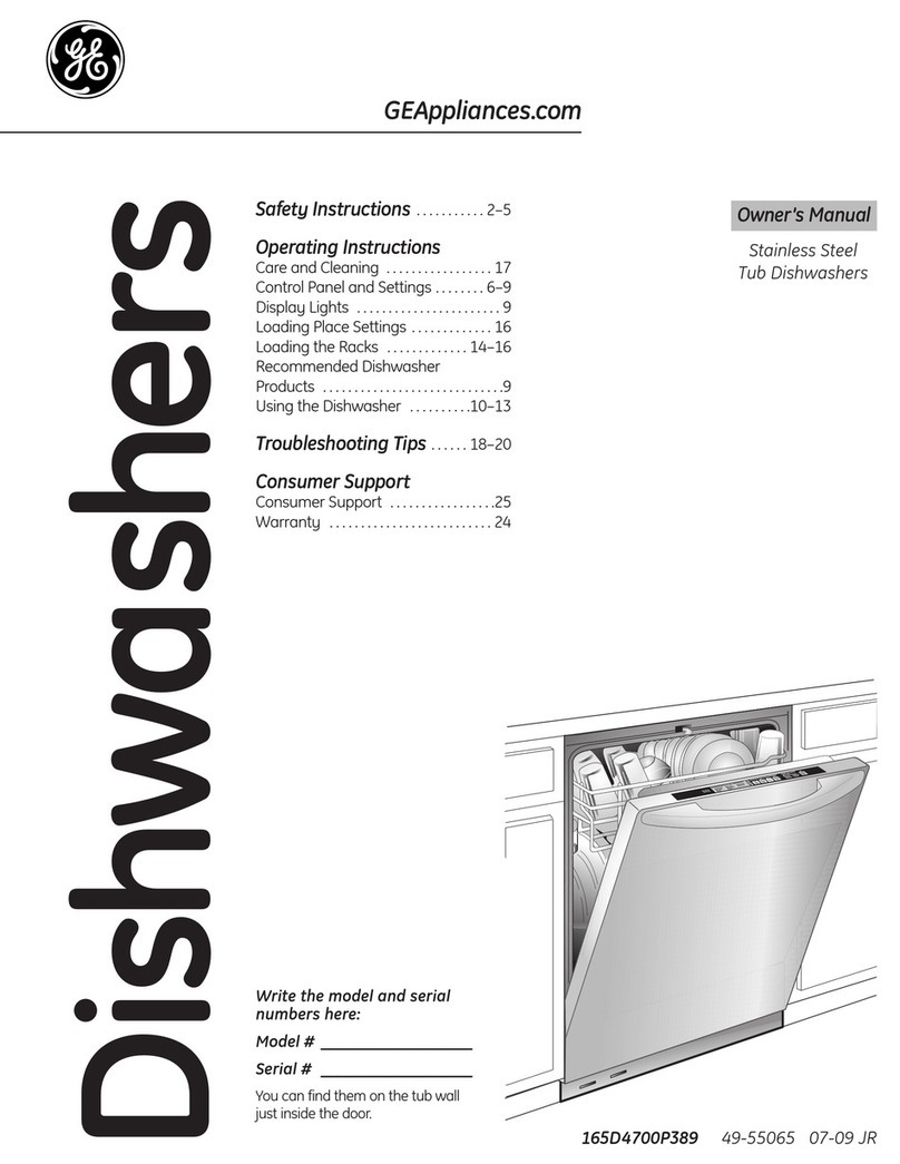 GE Stainless Steel Tub Dishwashers User manual