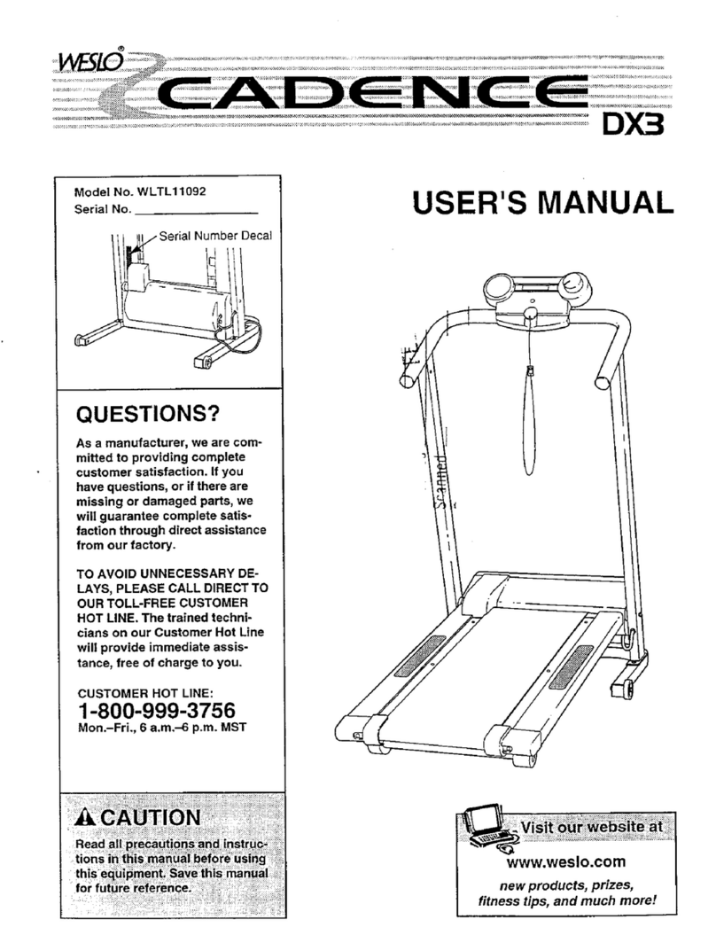 Weslo CADENCE DX3 user manual