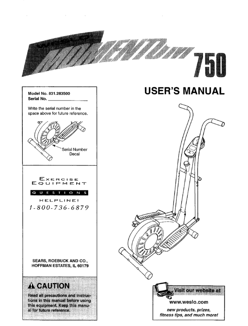 Weslo Momentum 750 user manual