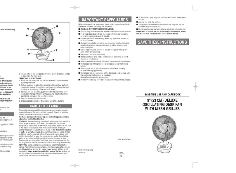 Windmere DF91M Installation instructions