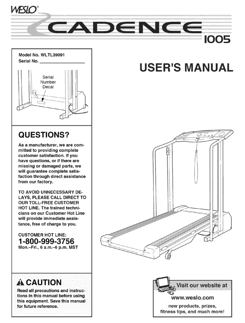 Weslo CADENCE 1005 User manual