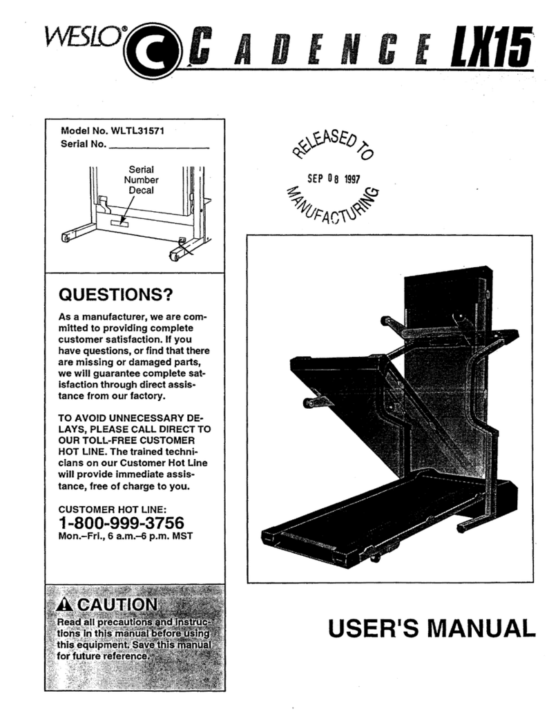Weslo CADENCE LX 15 User manual Weslo CADENCE LX 15 User manual