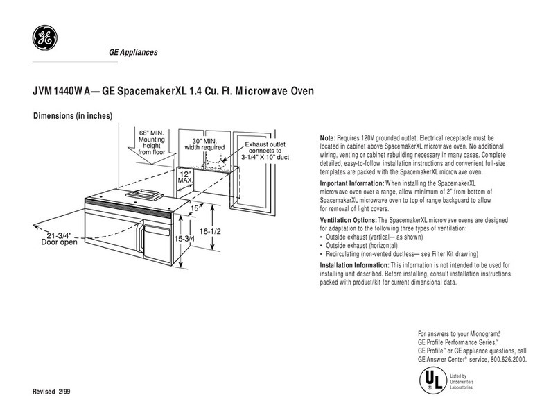 GE SpacemakerXL JVM1440WA User guide