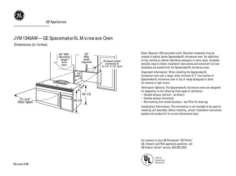 GE SpacemakerXL JVM1340AW User guide