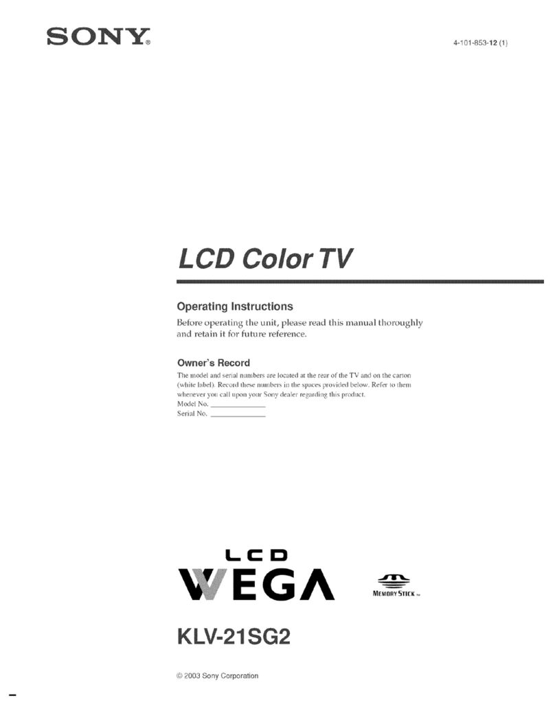 Sony WEGA KLV 21SG2 operating instructions