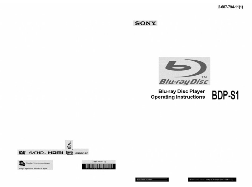 Sony BDP-S1 - Blu-ray Disc™ Player User manual