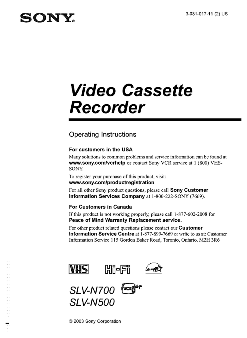 Sony SLV-N500 - Video Cassette Recorder User manual