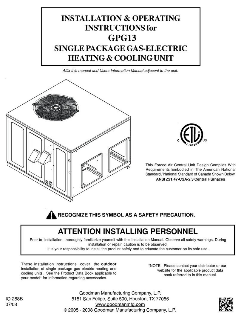 Goodman GPG13 Installation & operating instructions