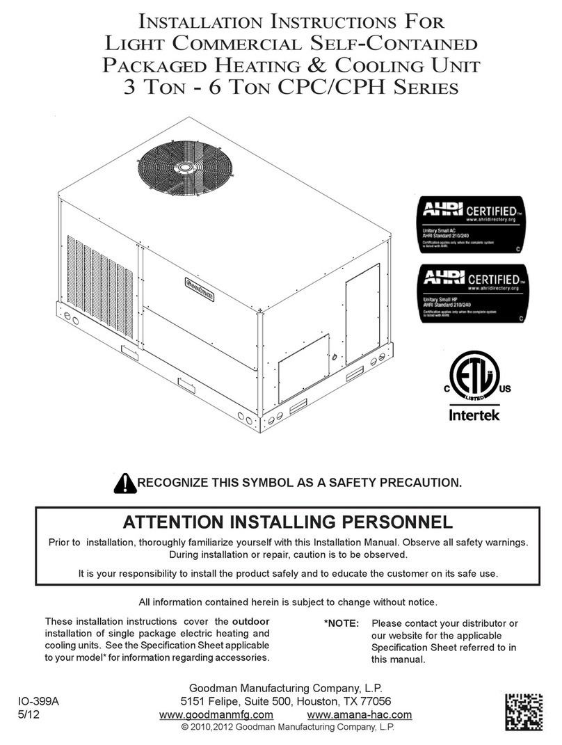 Goodman CPC SERIES installation instructions