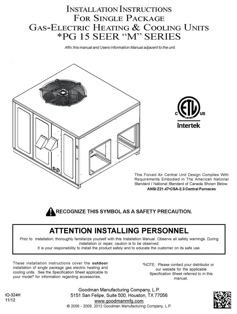 Goodman PG 15 SEER "M" SERIES installation instructions