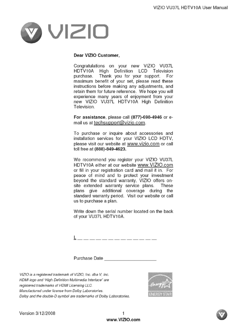 Vizio VU37LHDTV10A User manual Vizio VU37LHDTV10A User manual