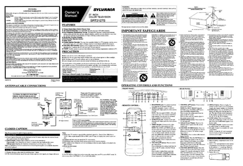 Sylvania SRT2127S owner's manual