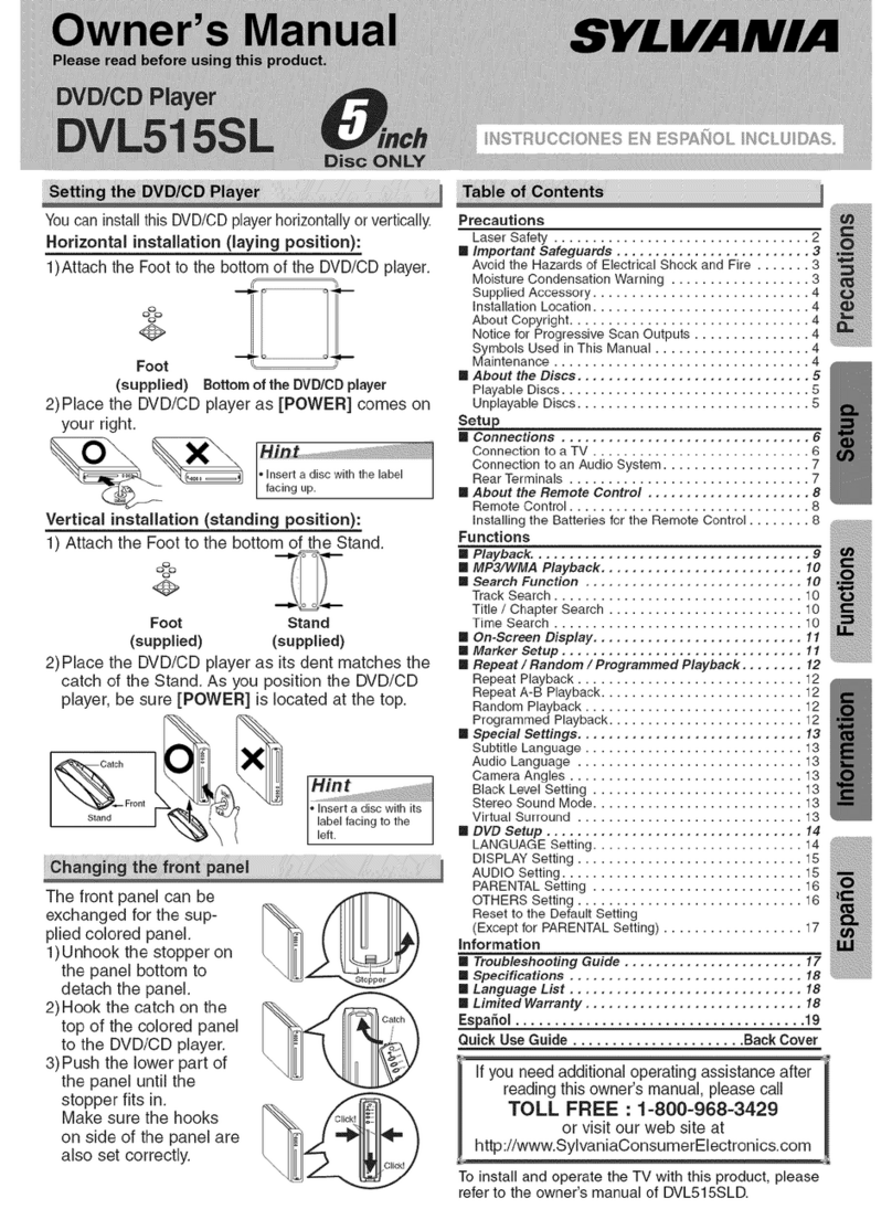 Sylvania DVL515SL owner's manual