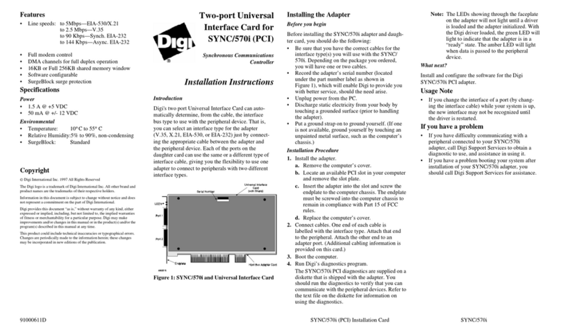 Digi SYNC/570i installation instructions