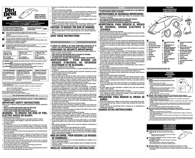 Dirt Devil F65 owner's manual Dirt Devil F65 owner's manual