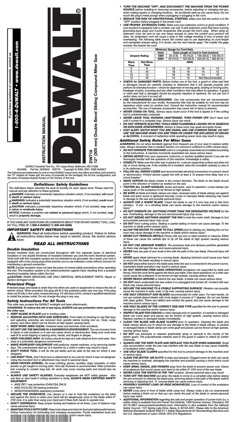 DeWalt DW718 User manual