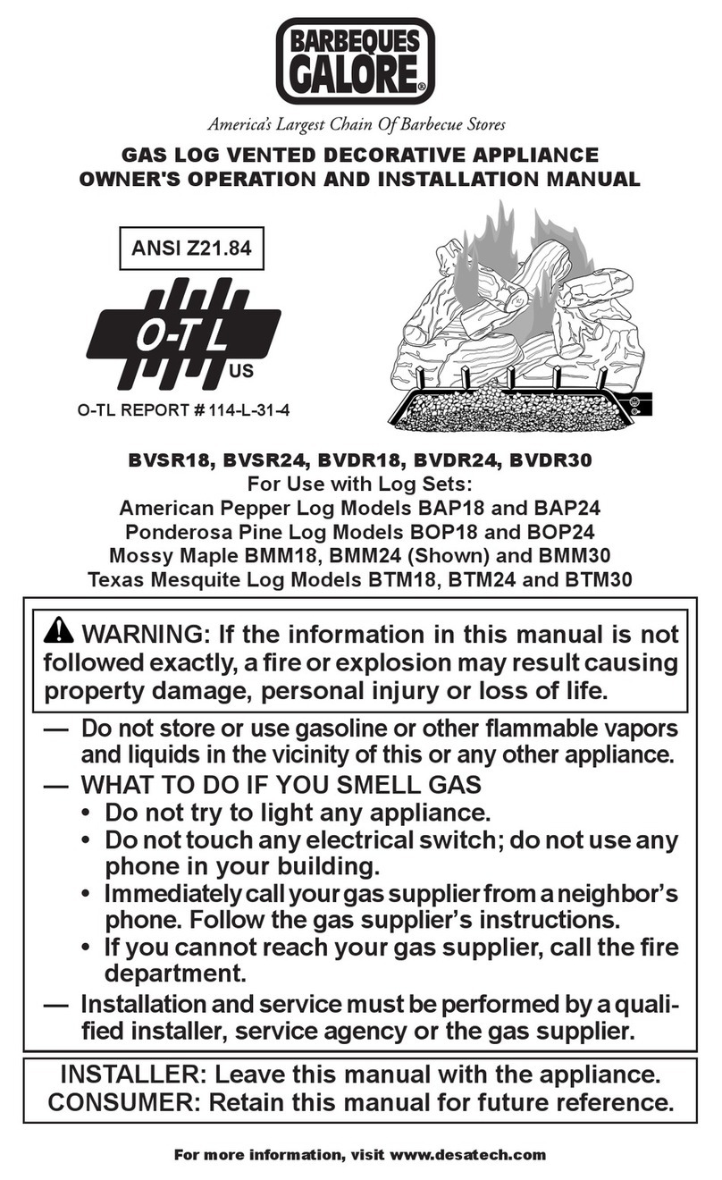 Barbeques Galore BVDR18 OWNER'S OPERATION AND INSTALLATION MANUAL Barbeques Galore BVDR18 OWNER'S OPERATION AND INSTALLATION MANUAL