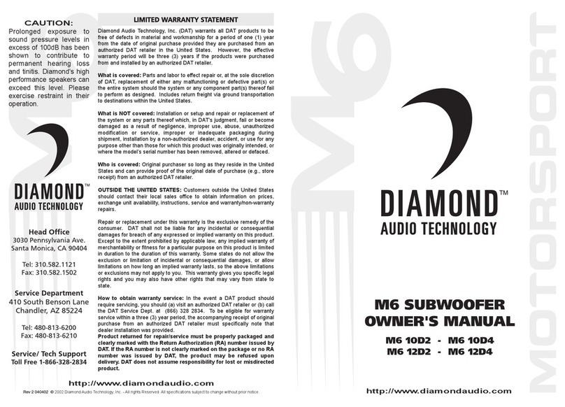 Diamond Audio Technology M6 10D2 owner's manual Diamond Audio Technology M6 10D2 owner's manual