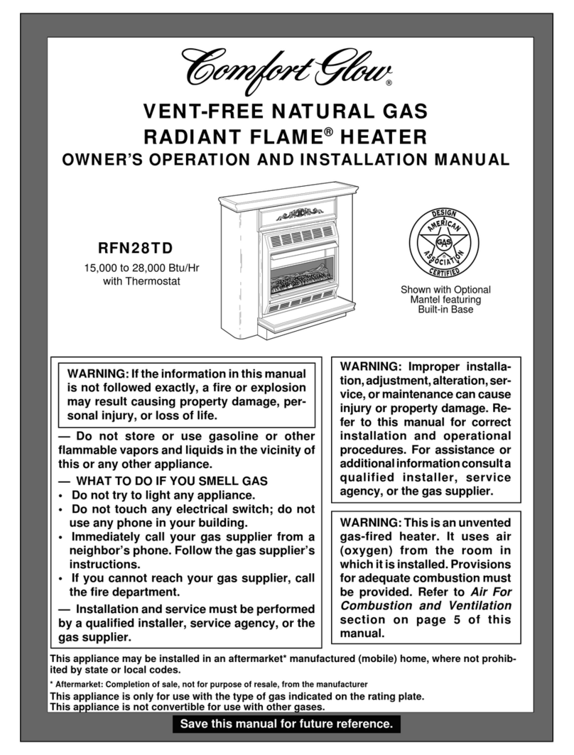 Comfort Glow RADIANT FLAME RFN28TD OWNER'S OPERATION AND INSTALLATION MANUAL