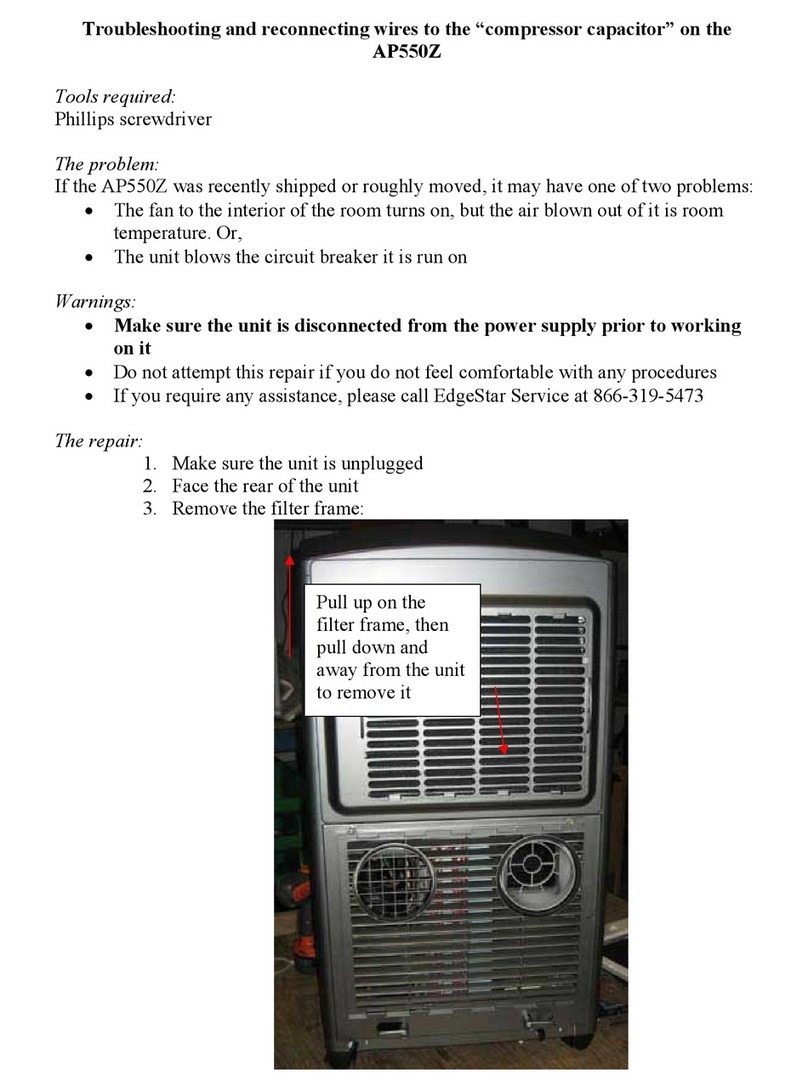 EdgeStar AP550Z Troubleshooting and reconnecting wires