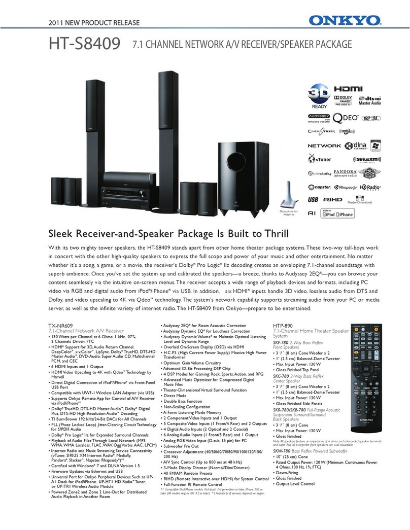 Onkyo HT-S8409 Specification sheet