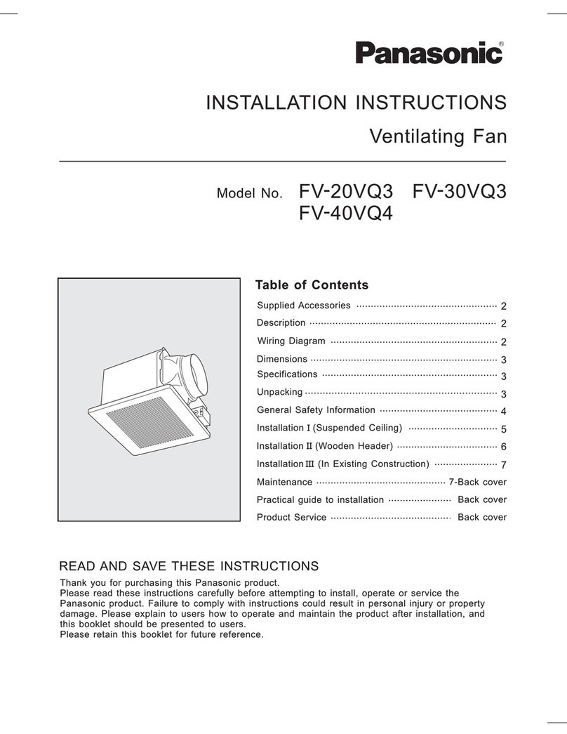 Panasonic WhisperCeiling FV-20VQ3 User manual