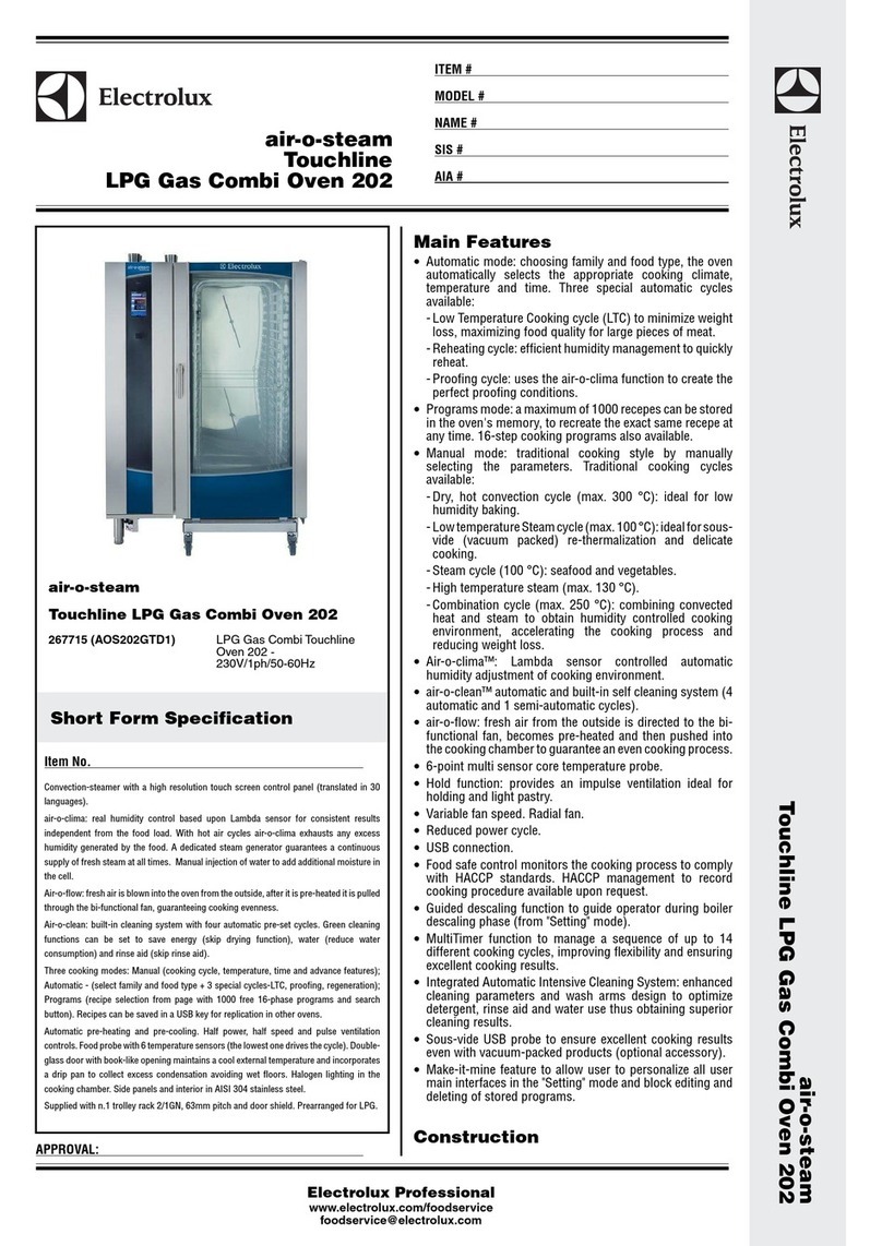 Electrolux air-o-steam Touchline LPG Gas Combi Oven 202 User manual