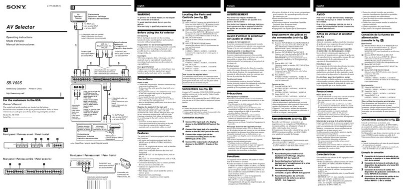 Sony SB-V60S - Auto Switcher AV Selector User manual Sony SB-V60S - Auto Switcher AV Selector User manual