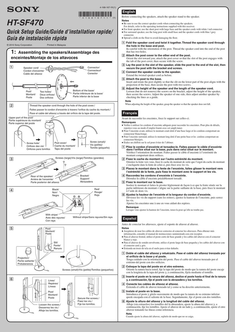 Sony HT-SF470 Quick setup guide
