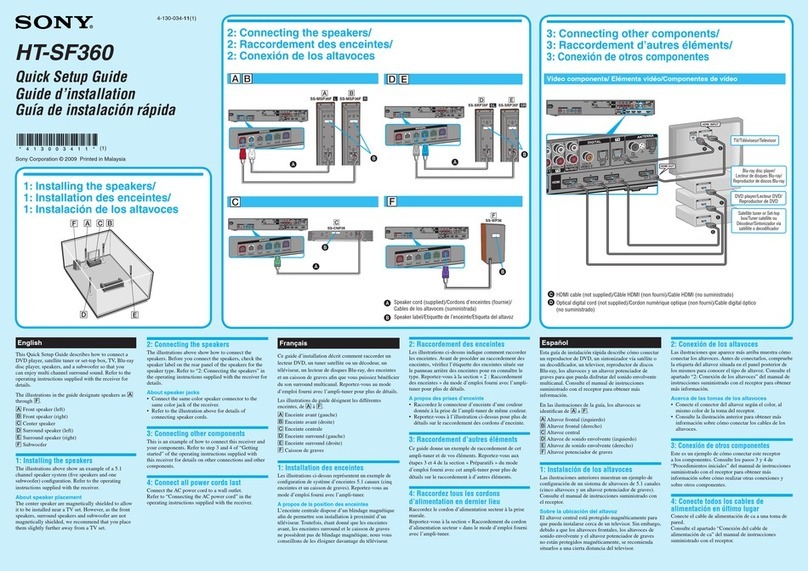 Sony HT-SF360 - Blu-ray Disc™ Matching Component Home Theater... Quick setup guide Sony HT-SF360 - Blu-ray Disc™ Matching Component Home Theater... Quick setup guide