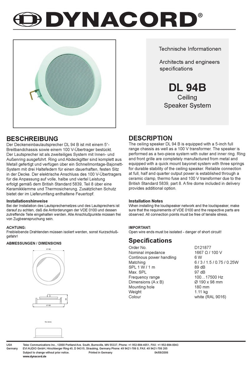 Dynacord DL 94B Quick start guide