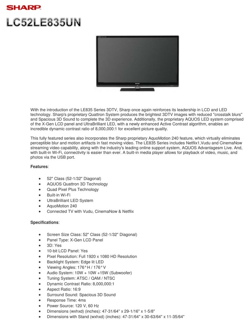 Sharp LC52LE835UN User manual