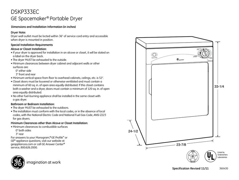 Hotpoint Spacemaker DSKP333ECWW Specification sheet Hotpoint Spacemaker DSKP333ECWW Specification sheet