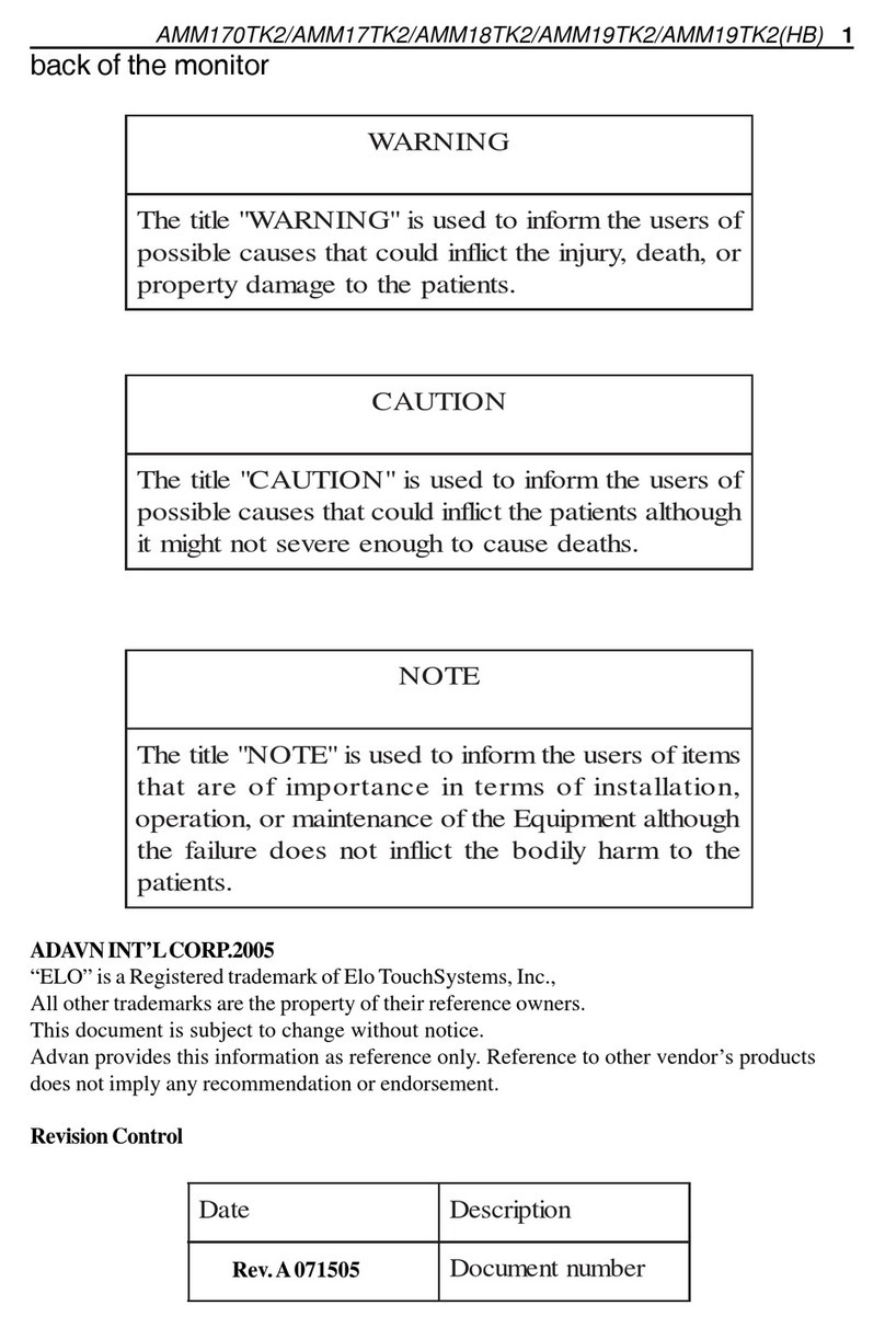 Elo TouchSystems AMM170TK2 User manual