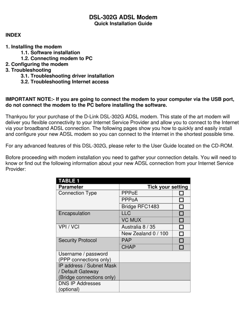 D-Link DSL-302G - 8 Mbps DSL Modem User manual