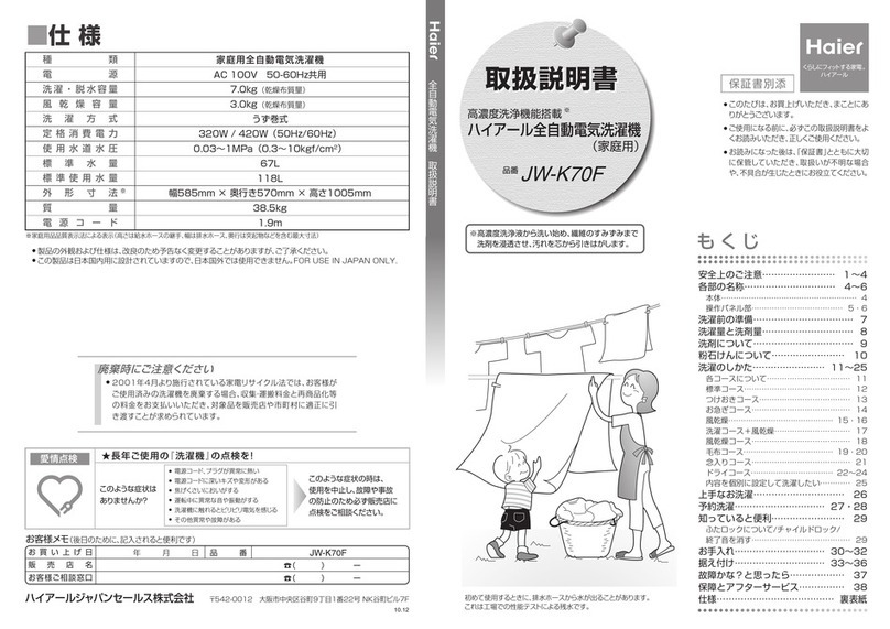 Haier JW-K70F User manual
