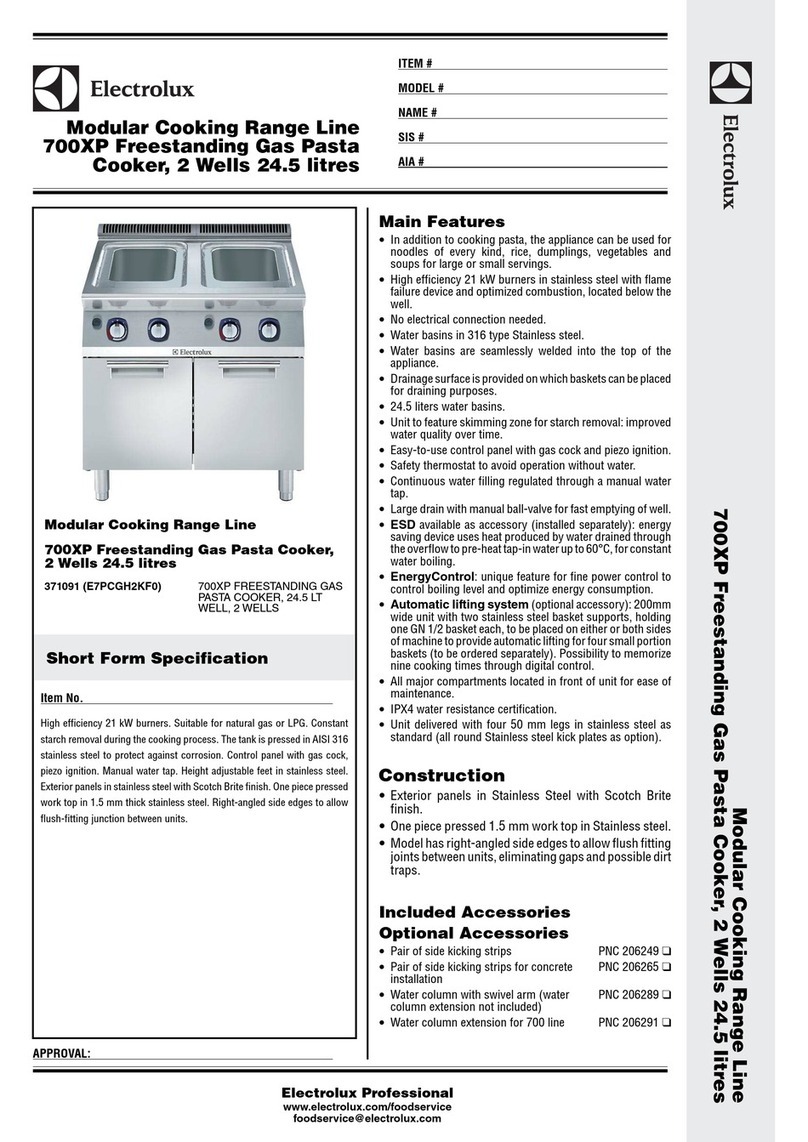 Electrolux Modular Cooking Range Line 700XP Freestanding Gas Pasta Cooker, 2 Wells 24.5... manual Electrolux Modular Cooking Range Line 700XP Freestanding Gas Pasta Cooker, 2 Wells 24.5... manual