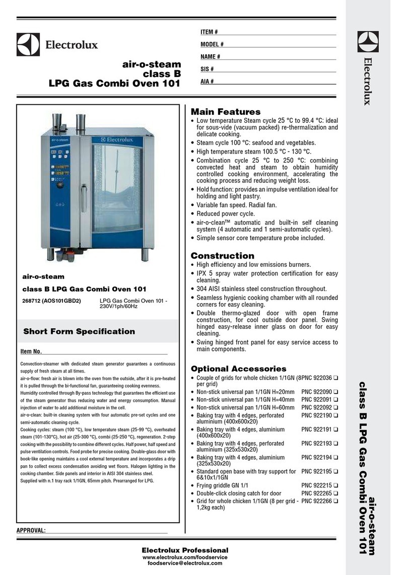 Electrolux air-o-steam class B LPG Gas Combi Oven 101 User manual