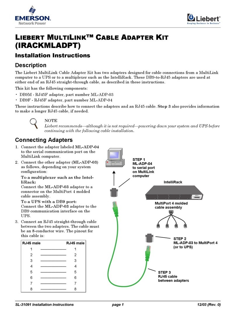 Emerson LIEBERT MULTILINK IRACKMLADPT installation instructions Emerson LIEBERT MULTILINK IRACKMLADPT installation instructions