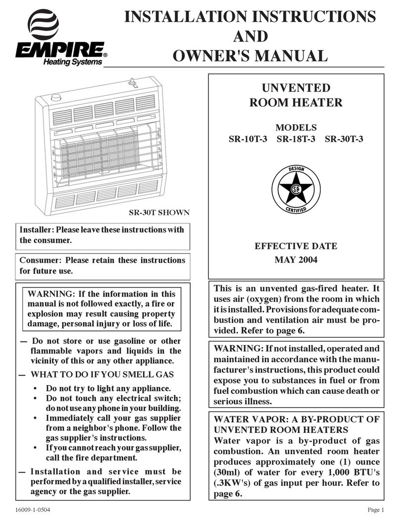 Empire Heating Systems SR-10T-3 Installation instructions and owner's manual