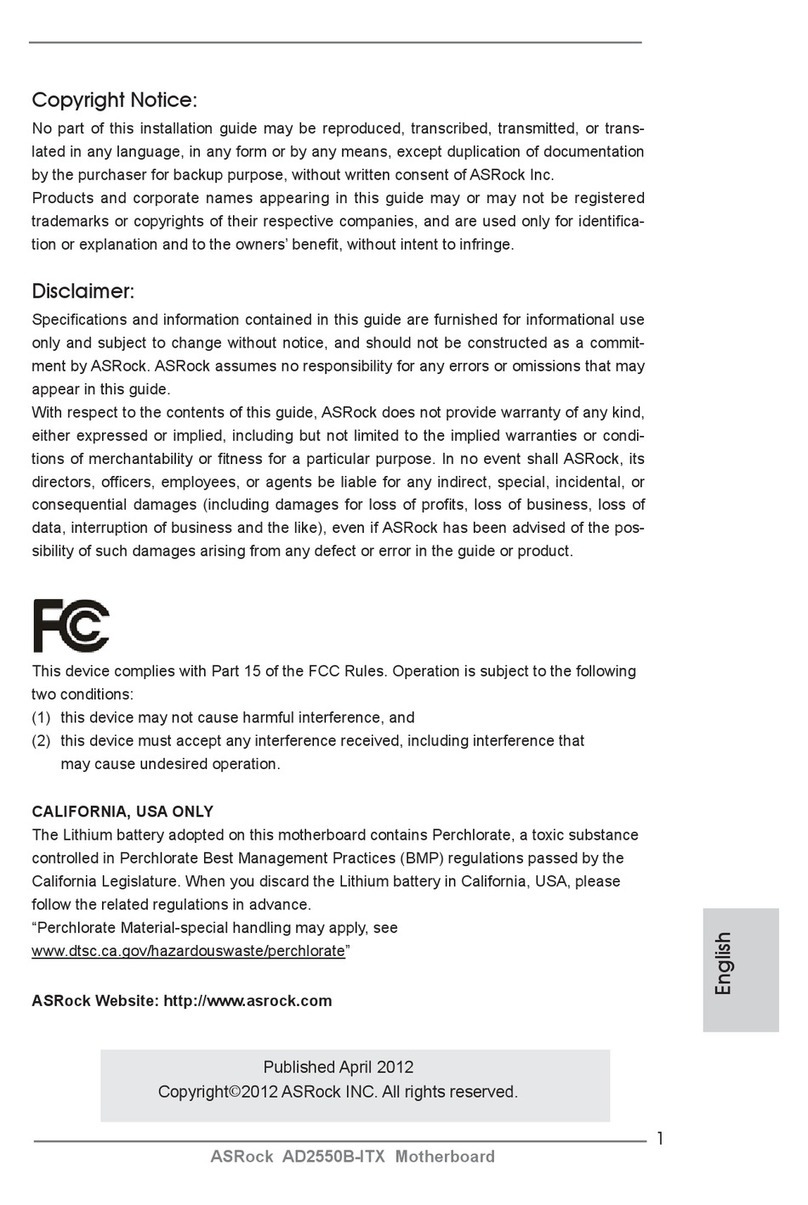 ASROCK AD2550B-ITX Quick installation guide
