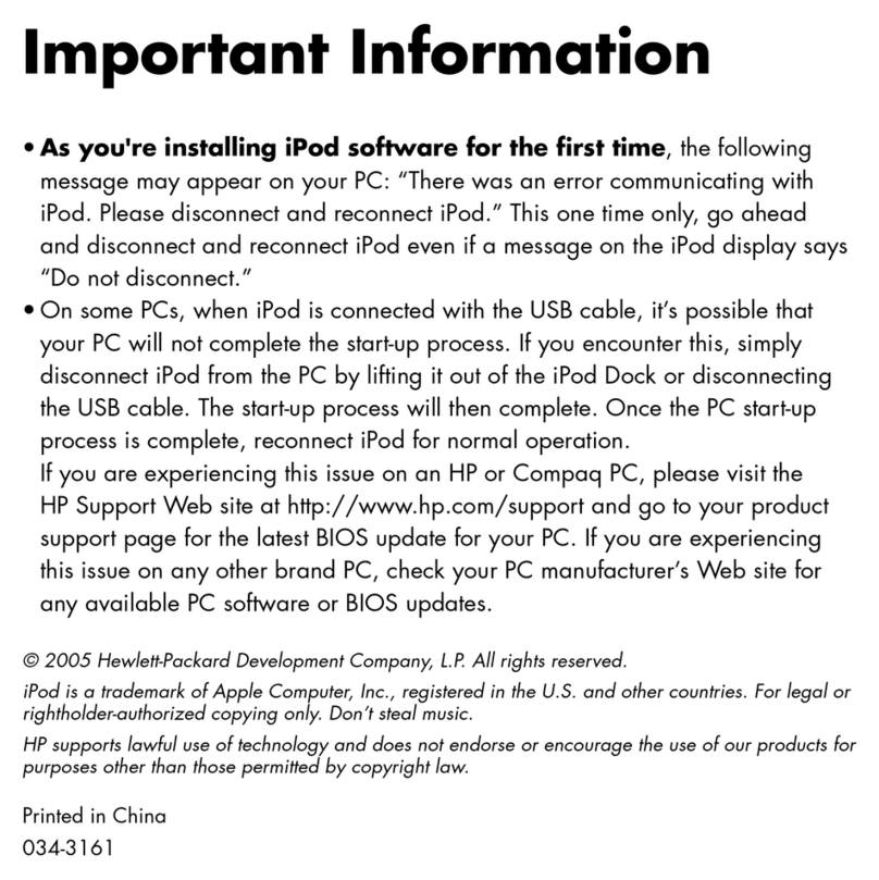 HP mp5001 - Apple iPod Mini Operating manual