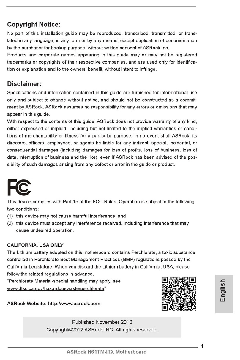 ASROCK H61TM-ITX User manual